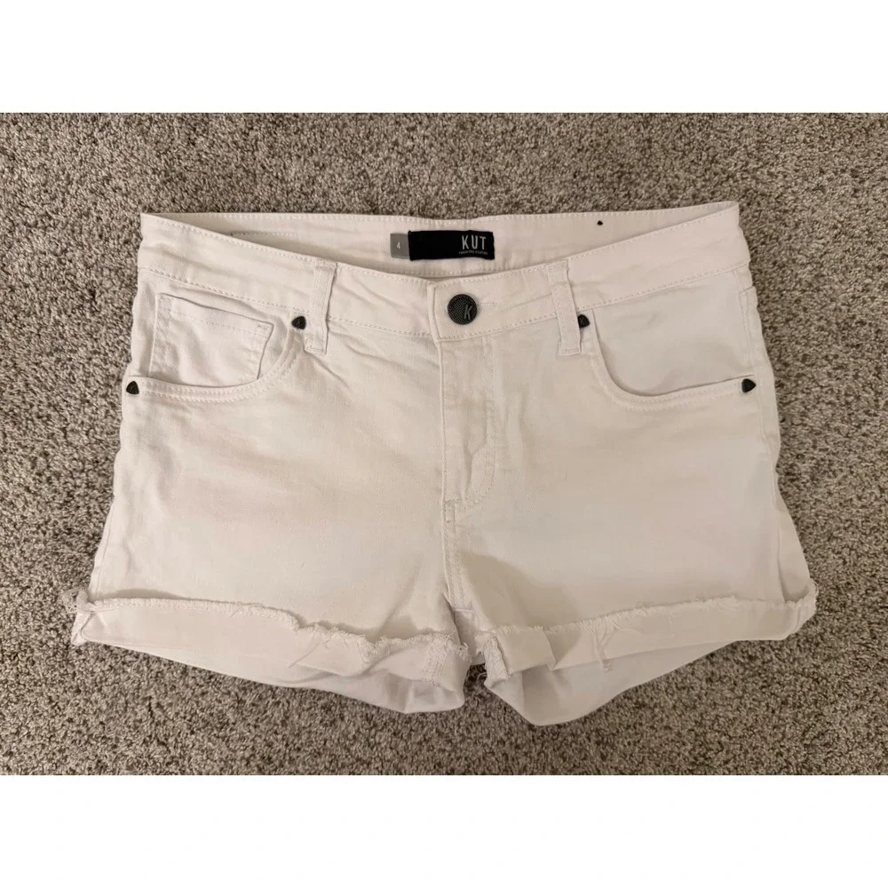 Kut from the Kloth‎ White Raw Hem Denim Shorts Womens Size 4